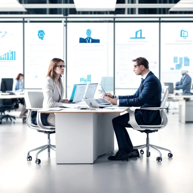 محامٍ يناقش قضايا تقنية مع عميل